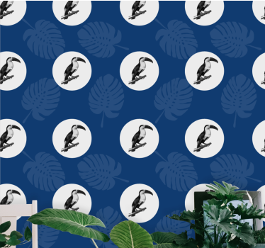 Afrikkalaistyylinen sininen lintu sisustus tapetti makuuhuoneesee - Tenstickers