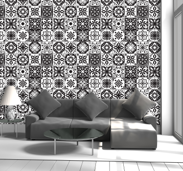 Arabesque - mustavalkoinen vintage-tapetti - Tenstickers