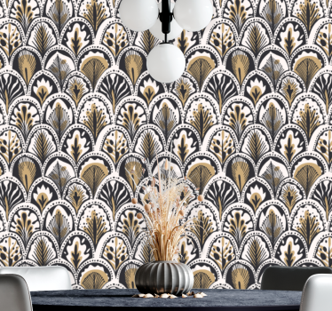 Art deco -fanien kuvio tapetti makuuhuoneeseen - Tenstickers
