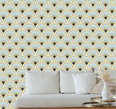 Art deco siniset sävyt laattatapetti - Tenstickers