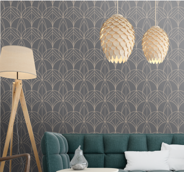 "art deco" vaaleanpunaiset kaaret tapetti olohuone - Tenstickers