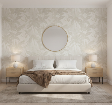 Beige kasvitapetti makuuhuoneeseen - Tenstickers