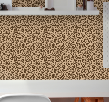 Beige kissan kuvio leopardi tapetti - Tenstickers