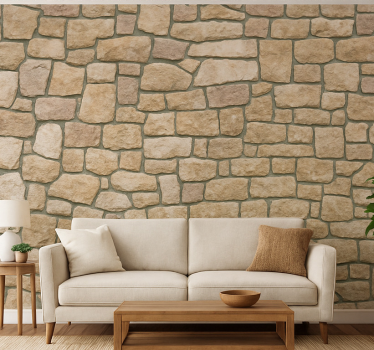 Beige kivikuviot olohuone tapetti - Tenstickers
