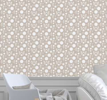 Beige kukka kukkatapetit - Tenstickers