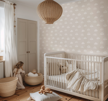 Beige pilvet tapetti vauvanhuoneeseen - Tenstickers