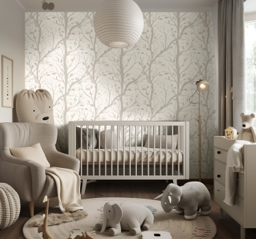Beige suuret oksat tapetti vauvanhuoneeseen - Tenstickers