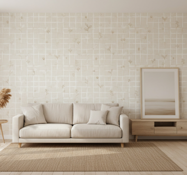 Beige tapetti pellavakuosisena - Tenstickers