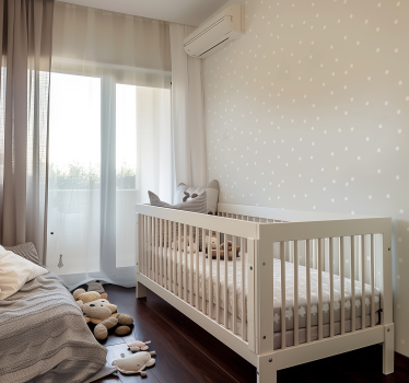 Beige väri valkoisilla pilkuilla tapetti vauvanhuoneeseen - Tenstickers