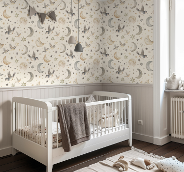 Beige yötaivas tapetti vauvanhuoneeseen - Tenstickers