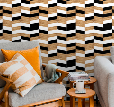 Chevron-puinen muotoilu vaakaraita tapetti - Tenstickers