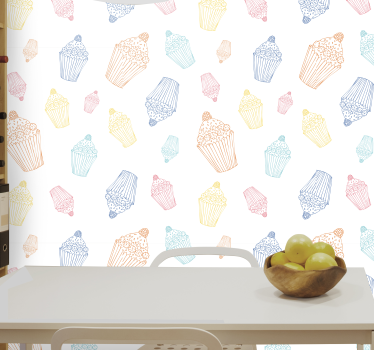 Muffini luonnoksia keittiön tapetti - Tenstickers