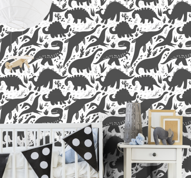 Dinosaurus musta kuvio eläintapetit - Tenstickers