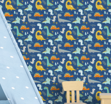 Dinosaurusten kuvio dinosaurus tapetti - Tenstickers