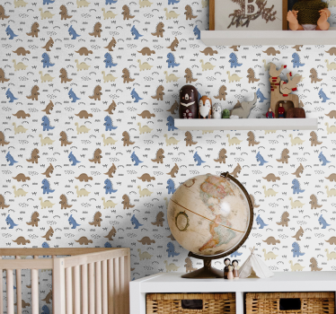 Dinosaurusten kuvioita vauvanhuoneen tapetti - Tenstickers