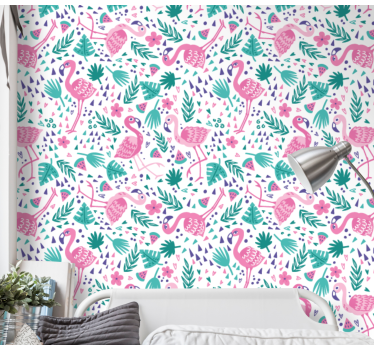 Flamingo kuvioita eläintapetti - Tenstickers