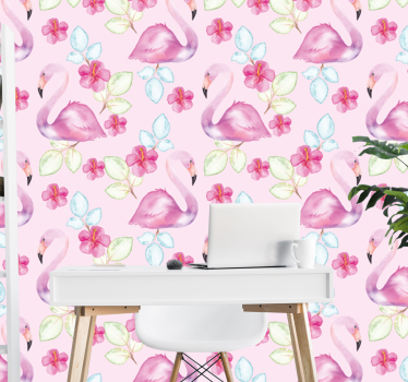 Flamingoja kukilla eläintapetit - Tenstickers