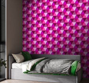 Geometrinen ja vaaleanpunainen makuuhuoneen tapetti - Tenstickers