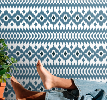 Indigo heimokuvio ornamentti tapetti - Tenstickers