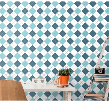 Geometrinen argyle-kuvio neliökuvioinen tapetti - Tenstickers