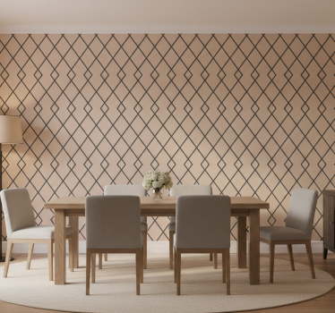 Geometrinen beige timanttikuvio ruokasalitapetti - Tenstickers