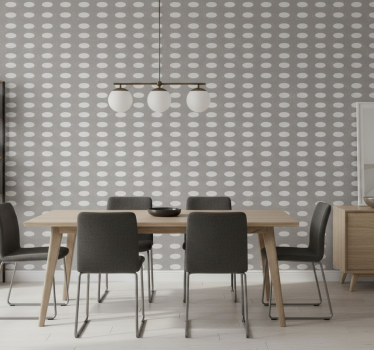 Geometrinen harmaa ympyräkuvio ruokasalitapetti - Tenstickers