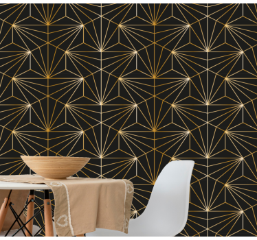 Geometrinen kultainen kuvio kolmio tapetti - Tenstickers