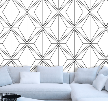 Geometrinen kuvio mustavalkoinen tapetti neliökuvioinen - Tenstickers