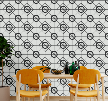 Geometrinen musta kuvio laattatapetti - Tenstickers