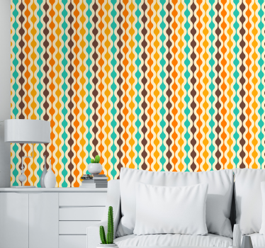 Geometrinen retro 70-luvun puolivälissä tapetti neliökuvioinen - Tenstickers