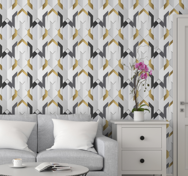 Geometrinen siksak-kuvio geometrinen tapetti - Tenstickers