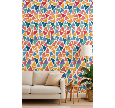 Iloiset värikkäät kolmiot geometrista tapettia - Tenstickers