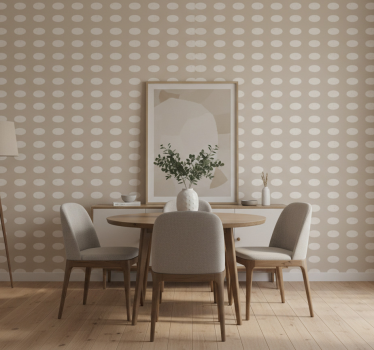 Geometrinen valkoinen ympyräkuvio ruokasalitapetti - Tenstickers