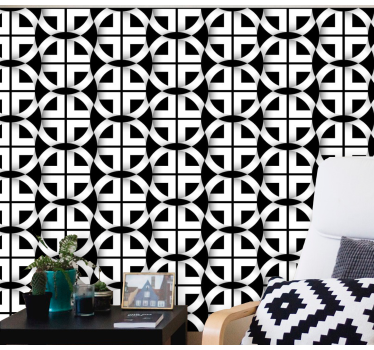 Geometrinen ympyräverkko geometrinen tapetti - Tenstickers