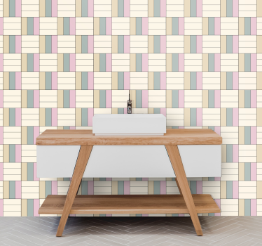 Geometrisesti kuvioituja raitoja kylpyhuoneen tapetti - Tenstickers