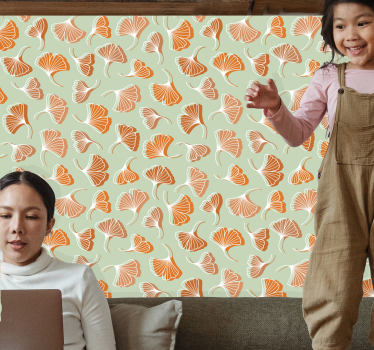 Gingko lehtikuvio lehti tapetti - Tenstickers