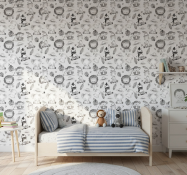Harmaat eläimet lastenhuoneen tapetti - Tenstickers