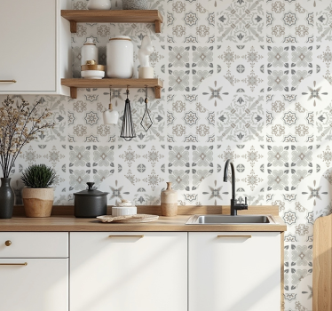 Harmaat mosaiikkilaatat keittiötapetti - Tenstickers