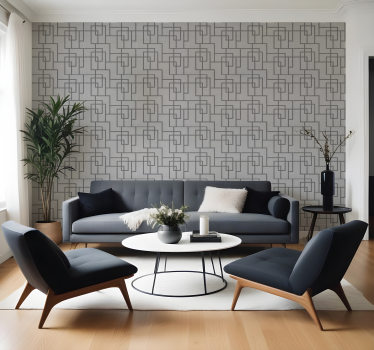 Harmaita geometrisia viivoja moderni tapetti - Tenstickers