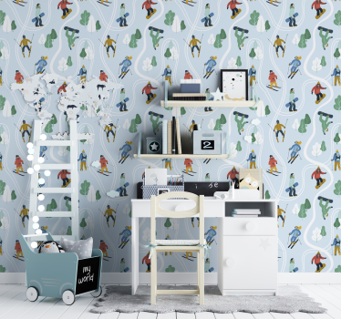 Hiihto tapetti tapetti valkoinen - Tenstickers