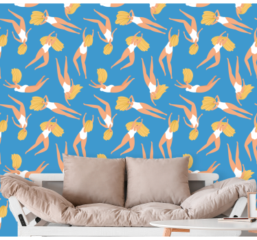 Iloisia uimareita siniset tapetti - Tenstickers