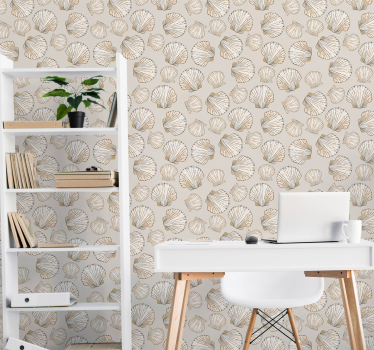 Isot ja pienet simpukat tapetti beige - Tenstickers