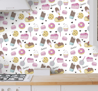 Jälkiruoka-aiheinen keittiön tapetti - Tenstickers