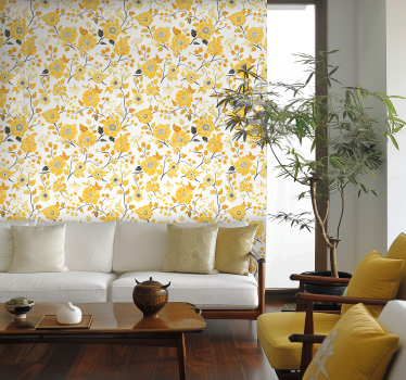Japanilaistyylinen keltainen tapetti - Tenstickers