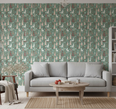Jouluinen metsäkuvio joulutapetti - Tenstickers