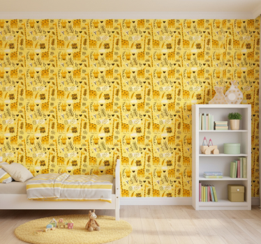 Keltainen savannikuosi lastenhuoneen tapetti - Tenstickers