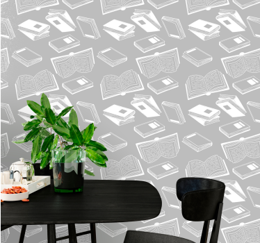 Kirjallinen motiivi harmaa tapetti - Tenstickers