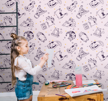 Kissamusiikkibändikuvio Tapetti lastenhuoneeseen - Tenstickers