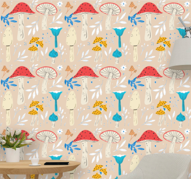 Klassinen sienet beige tausta kukkatapetit - Tenstickers