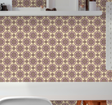 Koristeellinen beige kuvio kukkatapetti - Tenstickers